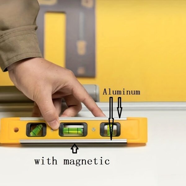 1726670804849-16444aede73b45aa934bb5390ea9924a-goods.jpeg 3-In-1 Magnetic Spirit Level Yellow Alloy Beam Measuring Tool