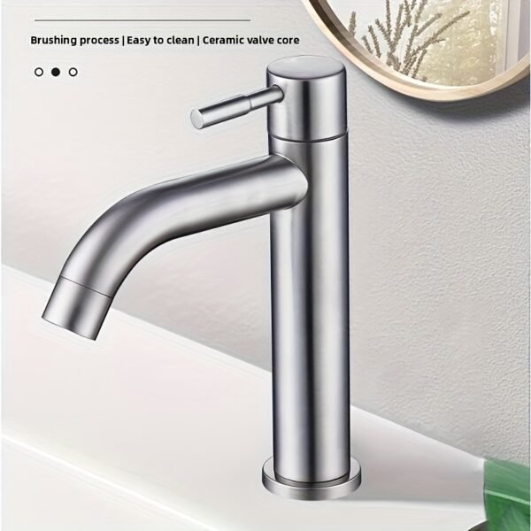 Single Hole Stainless Steel Bathroom Basin Faucet Water Tap