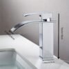Black Stainless Steel Waterfall Basin Faucet Hot & Cold Bathroom Tap
