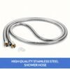 1.2M Stainless Steel Large Flow Shower Hose Bathroom Water Heater Pipe