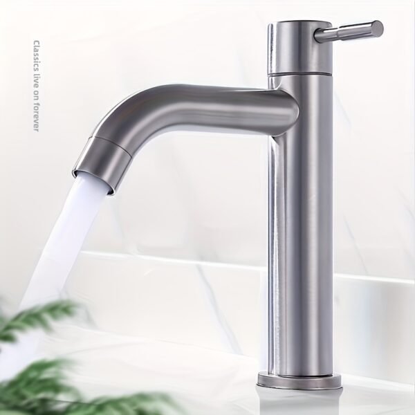 Single Hole Stainless Steel Bathroom Basin Faucet Water Tap