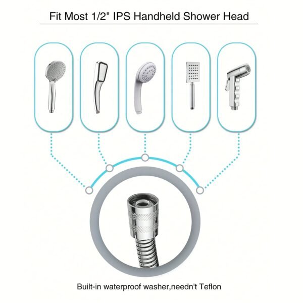 1.2M Stainless Steel Large Flow Shower Hose Bathroom Water Heater Pipe