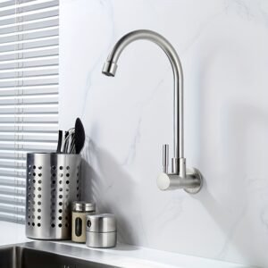 Brushed Stainless Steel Kitchen Faucet 360° Swivel Cold Water Tap