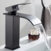 Black Stainless Steel Waterfall Basin Faucet Hot & Cold Bathroom Tap