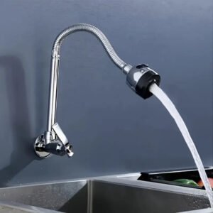 Wall Mounted Pull Out Faucet 360° Rotatable Kitchen Bathroom Tap