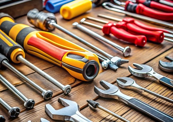 close-up-tools-like-screwdrivers-wrenches-workbench